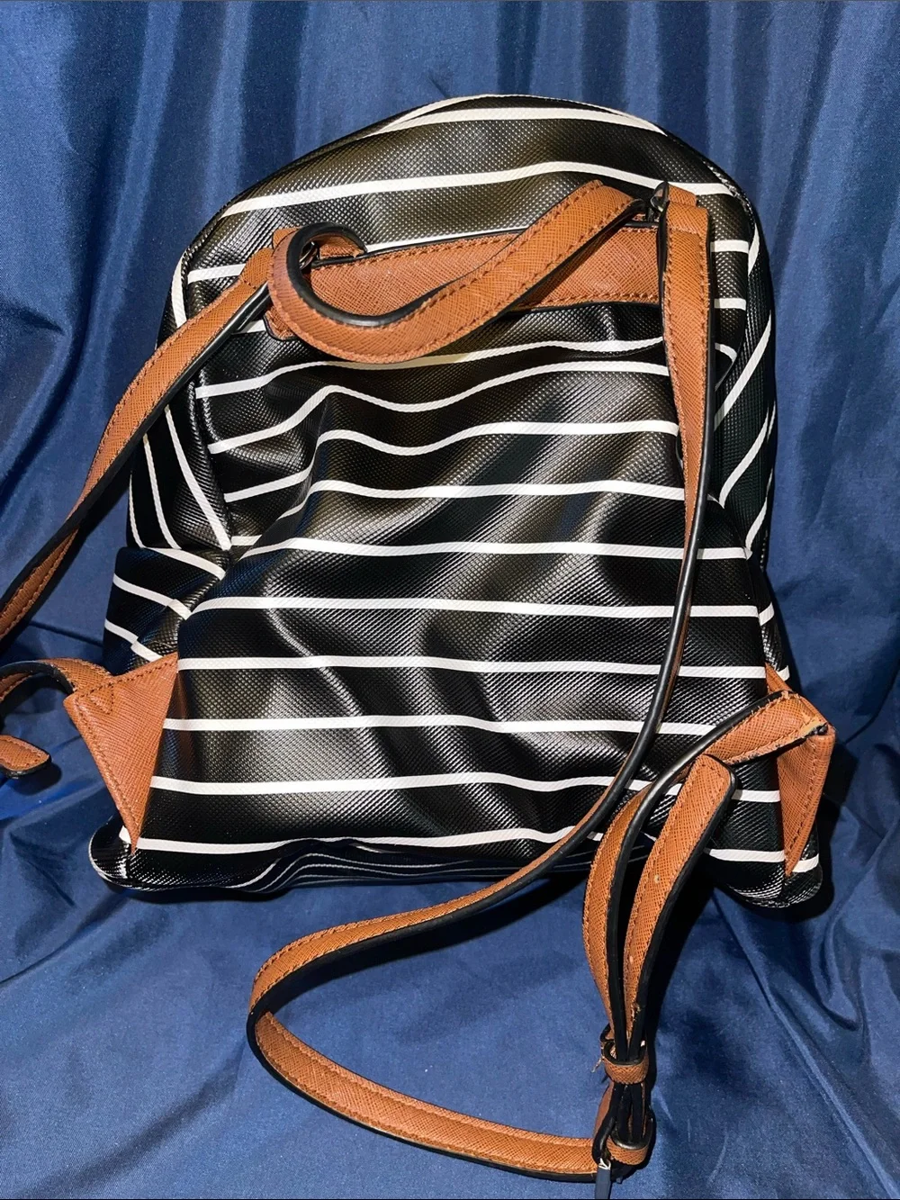 GUESS Black and White Striped Backpack